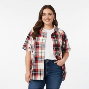 PrettyLittleThing Red and Black Plaid Shirt